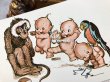 画像2: Postcard  　お猿とオウムとキューピーちゃん　Rose O'Neil　アメリカ1970年代　（未使用） (2)