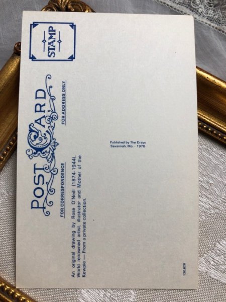 画像2: Postcard   小鳥の巣とキューピーちゃん Rose O'Neil アメリカ1970年代 (未使用) (2)