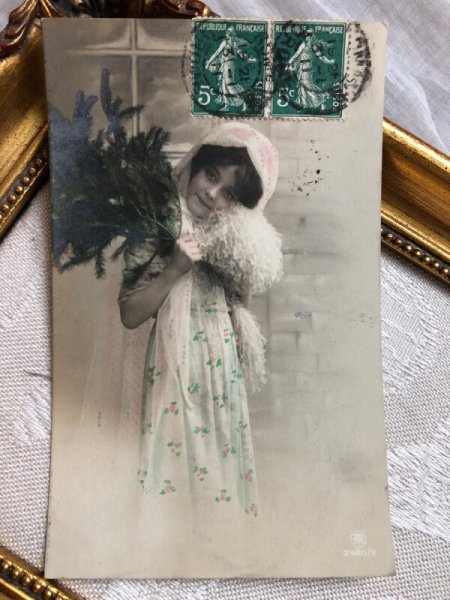画像1: Postcard 　マフの女の子  Grete Reinwald　1911年 (1)