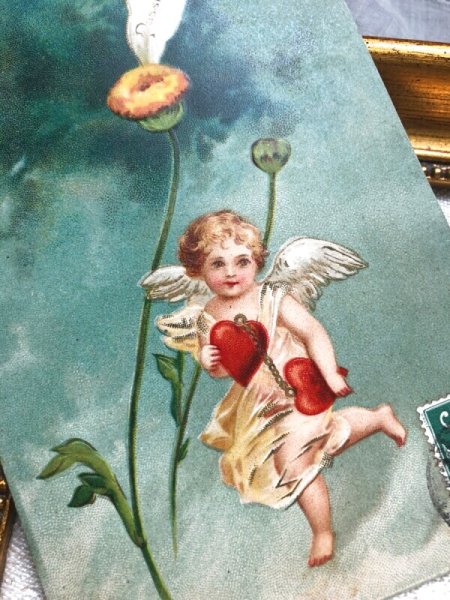 画像3: Postcard  お花占いの天使(妖精) Ellen Clapsaddle フランス1908年 (3)