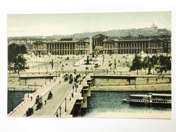 画像1: Postcard  アンティークポストカード　フランス　パリ　セーヌ川とコンコルド広場（未使用） (1)