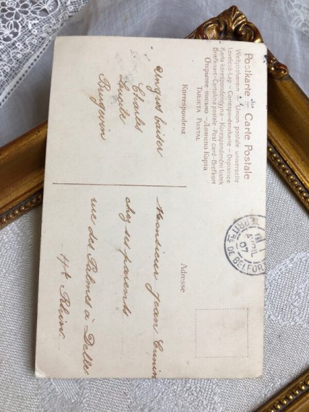 画像4: Postcard  イースター　大きな卵から生まれた女の子を祝福するヒヨコ　フランス1907年 (4)