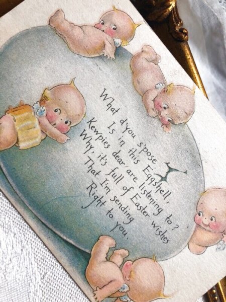 画像2: Postcard  　イースター　もうすぐ生まれるよー！大きな卵とキューピーちゃん　Rose O'Neil　アメリカ1922年 (2)