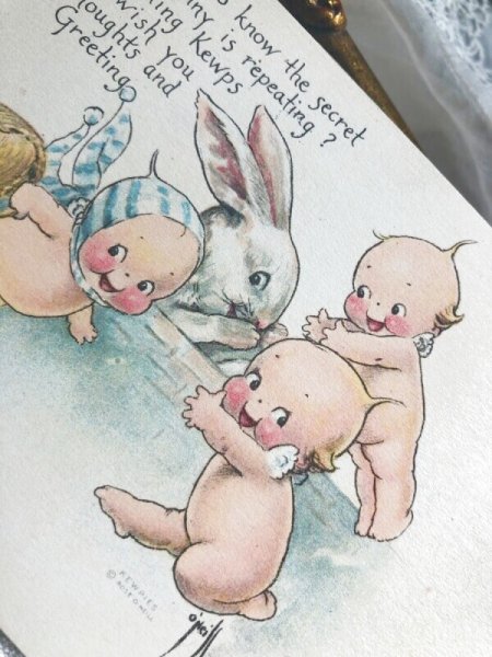 画像3: Postcard  　イースター　ウサギさんとキューピーちゃん　Rose O'Neil　1920年代 (3)