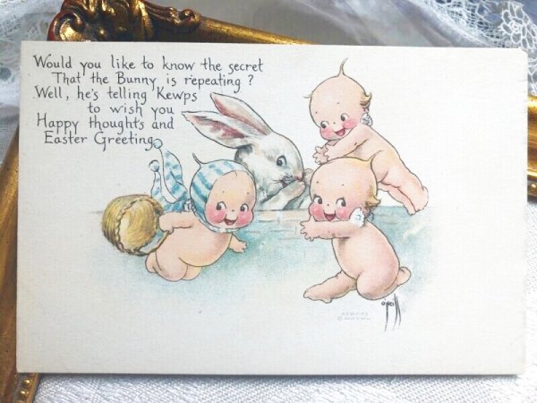 画像2: Postcard  　イースター　ウサギさんとキューピーちゃん　Rose O'Neil　1920年代 (2)