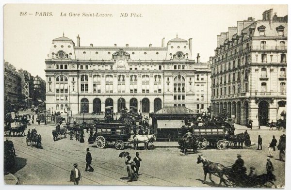 画像1: Postcard  アンティークポストカード　パリ　Gare St Lazare　（未使用） (1)