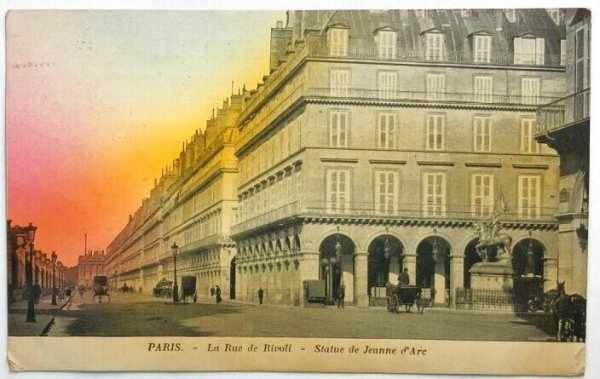 画像1: Postcard  アンティークポストカード　パリ　リヴォリ通りの夕暮れ　1909年 (1)
