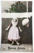 画像1: Postcard　アンティークポストカード　キノコとオランダ服の女の子　フランス1922年 (1)