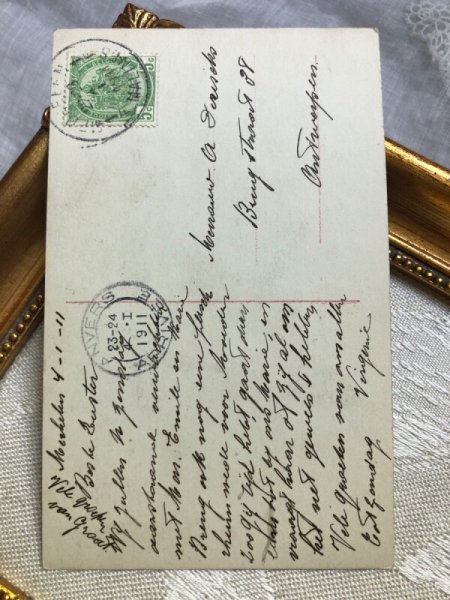 画像4: Postcard    お花の髪飾りの女の子  Grete Reinwald ベルギー1911年 (4)
