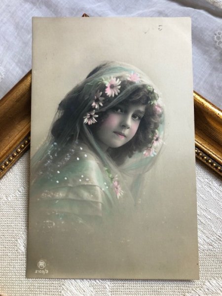 画像2: Postcard    ヴェールの女の子  Grete Reinwald 1909年 (2)
