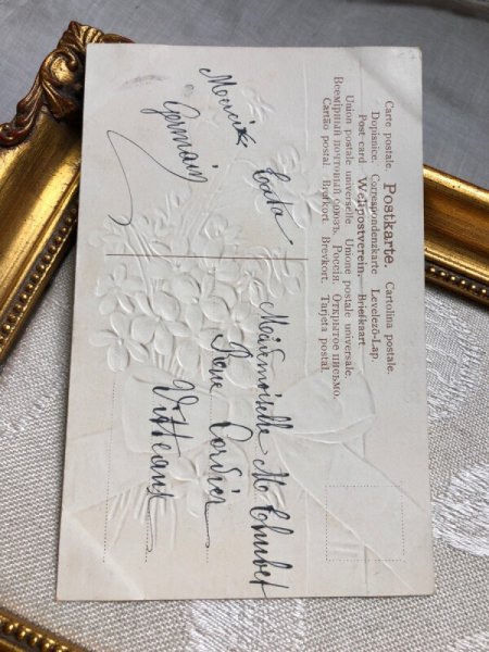 画像3: Postcard  スミレのお花と緑色のリボン フランス (3)