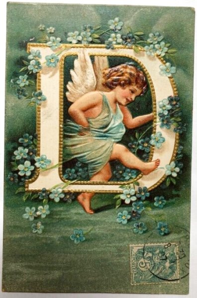 画像1: Postcard  アルファベットの天使　D  Ellen Clapsaddle　フランス1907年 (1)