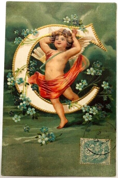 画像1: Postcard  アルファベットの天使　C  Ellen Clapsaddle　フランス1907年 (1)