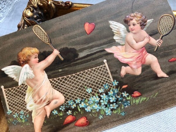 画像3: Postcard   テニスをする愛の天使 キューピッド  Ellen Clapsaddle フランス1906年 (3)