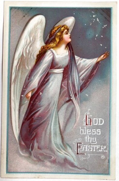 画像1: Postcard  　アンティークポストカード　イースターの天使　Ellen Clapsaddle (1)