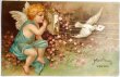 画像1: Postcard  　アンティークポストカード　バレンタイン　電話をする愛の天使　キューピッド  Ellen Clapsaddle　フランス1906年 (1)