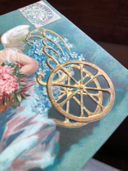 画像4: Postcard    鳩車に乗る天使   Ellen Clapsaddle フランス (4)