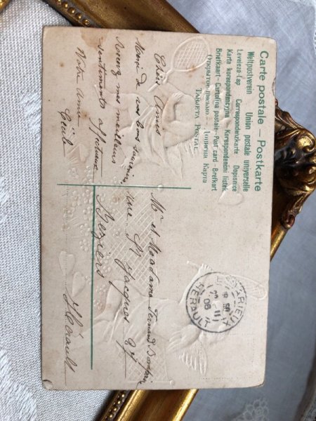 画像4: Postcard   テニスをする愛の天使 キューピッド  Ellen Clapsaddle フランス1906年 (4)