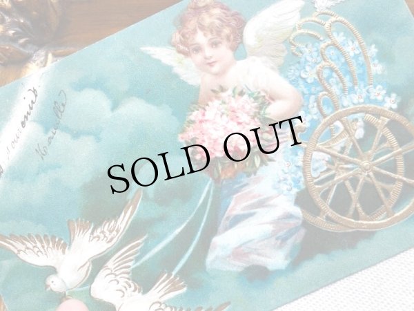 画像3: Postcard  　　鳩車に乗る天使　  Ellen Clapsaddle　フランス (3)