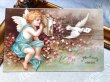 画像2: Postcard  　アンティークポストカード　バレンタイン　電話をする愛の天使　キューピッド  Ellen Clapsaddle　フランス1906年 (2)
