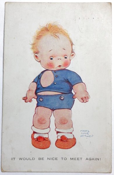 画像1: Postcard 　アンティークポストカード　太っちょさんの男の子　Mable Lucie Attwell 　イギリス1928年 (1)