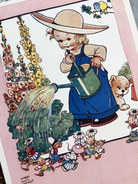 画像3: Postcard 　アンティークポストカード　ガーデニングをする女の子と妖精たち　Mable Lucie Attwell　（未使用） (3)