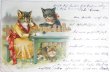 画像1: Postcard  　アンティークポストカード　手紙を書く猫　スイス1904年 (1)