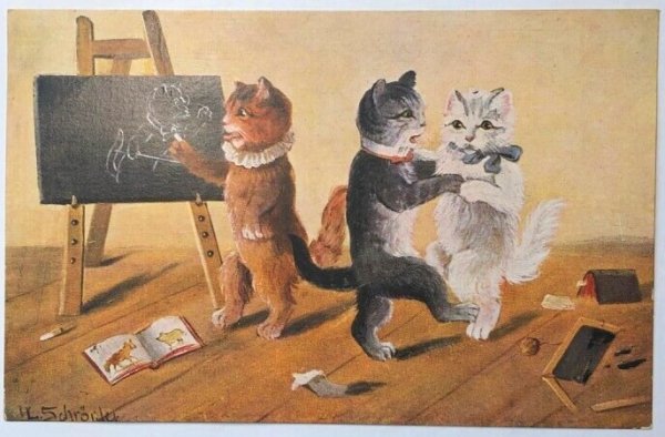 画像1: Postcard  　アンティークポストカード　ダンスをする猫たち　1912年 (1)