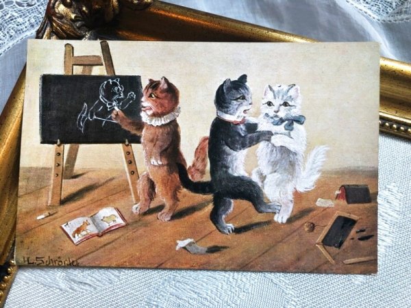 画像2: Postcard   アンティークポストカード ダンスをする猫たち 1912年 (2)