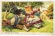 画像1: Postcard  　アンティークポストカード　フランス童謡　わたしのそばなら　Au pres de ma blonde ライラックのお花と猫 (1)