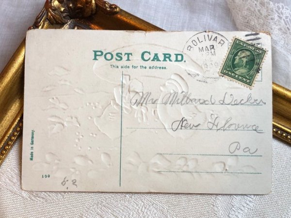 画像3: Postcard　アンティークポストカード　大きなキノコとヒヨコさんのカップル　1909年 (3)