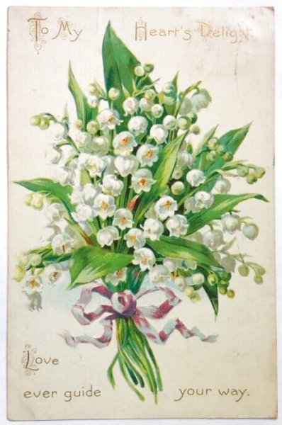 画像1: Postcard  アンティークポストカード　スズランのお花　アメリカ1908年 (1)