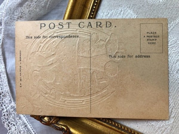 画像3: Postcard　アンティークポストカード　キノコと馬蹄の天使　（未使用） (3)