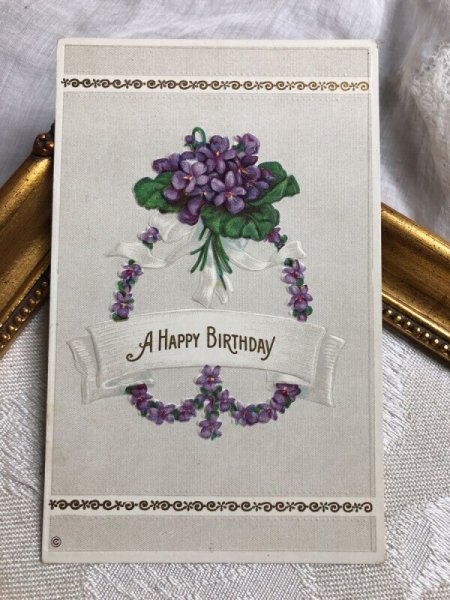 画像2: ▼SALE 500▼Postcard   アンティークポストカード スミレのお花 (2)