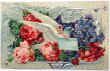 画像1: Postcard 　アンティークポストカード　お花と伝書鳩　スミレ　薔薇 (1)