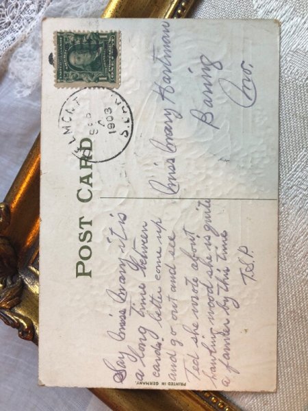 画像4: Postcard  アンティークポストカード お花と伝書鳩 忘れな草 薔薇 アメリカ1908年 (4)