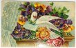 画像1: Postcard 　アンティークポストカード　お花と伝書鳩　薔薇　パンジー　アメリカ1908年 (1)