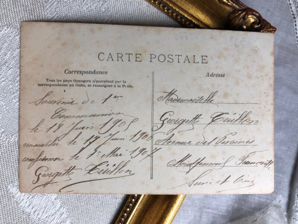 画像3: Postcard アンティークポストカード 初聖体の女の子 フランス 1909年 (3)