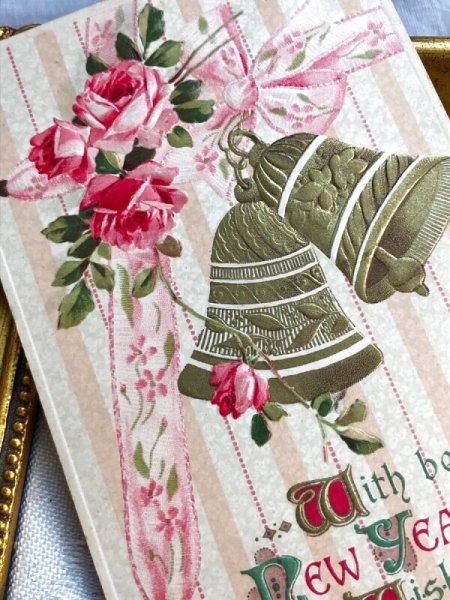 画像3: Postcard 　アンティークポストカード　薔薇のお花とベル　アメリカ1918年 (3)
