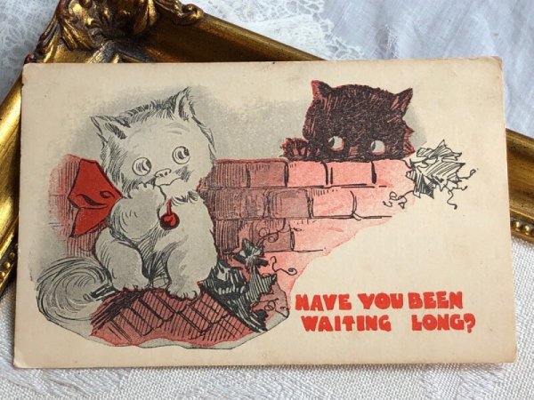 画像2: Postcard   アンティークポストカード 待った? 恋をする猫たち (2)