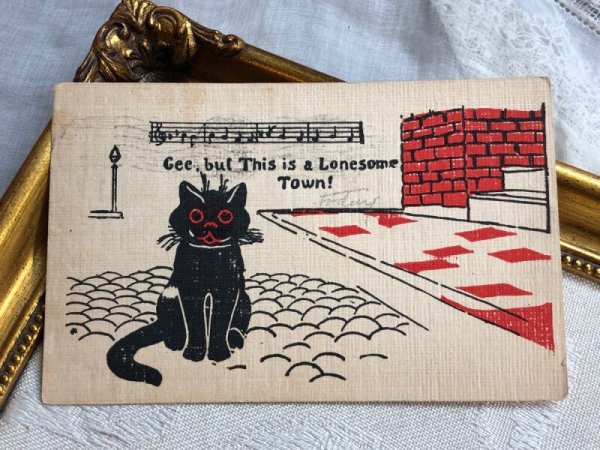 画像2: Postcard   アンティークポストカード 歌う黒猫 アメリカ1908年 (2)
