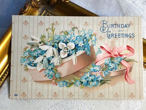 画像2: Postcard  アンティークポストカード 忘れな草とスノードロップのお花 (未使用) (2)