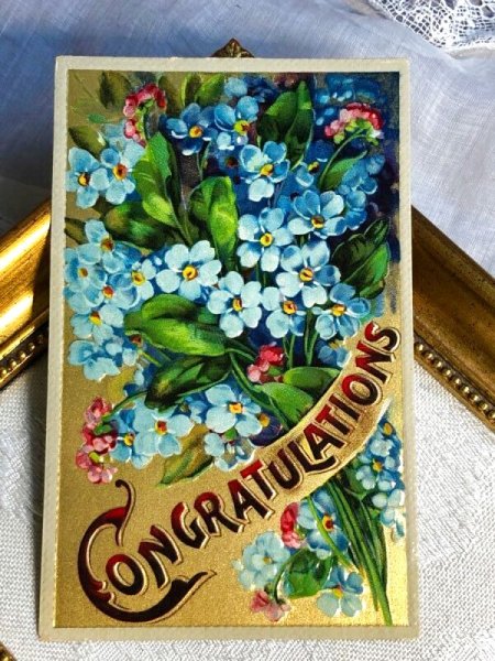 画像2: Postcard  アンティークポストカード　忘れな草のお花　（未使用） (2)