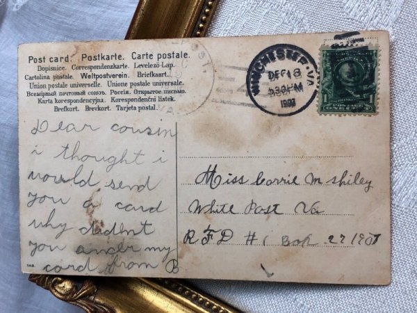 画像4: Postcard   アンティークポストカード ガーベラのお花のアルファベット文字 「C」イニシャル CATHERINE KLEIN 1907年 (4)