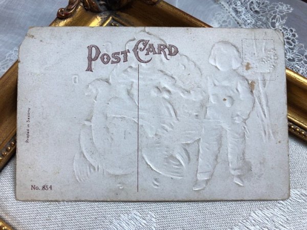 画像3: ▼SALE500▼ Postcard   アンティークポストカード 感謝祭 サンクスギビング 七面鳥に乗る女の子 (3)