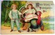 画像1: ▼SALE500▼　Postcard  　アンティークポストカード　感謝祭　サンクスギビング　七面鳥に乗る女の子 (1)