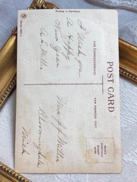 画像7: ▼SALE500▼ Postcard   アンティークポストカード 新年祝い Happy New Year ヤドリギ (7)