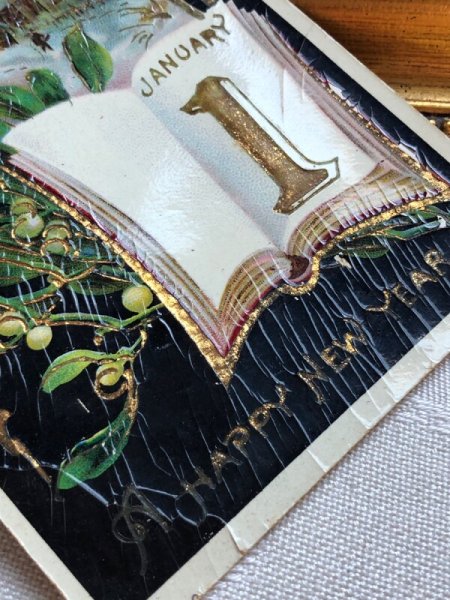 画像4: ▼SALE500▼ Postcard   アンティークポストカード 新年祝い Happy New Year ヤドリギ (4)