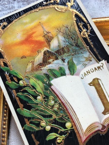 画像3: ▼SALE500▼ Postcard   アンティークポストカード 新年祝い Happy New Year ヤドリギ (3)