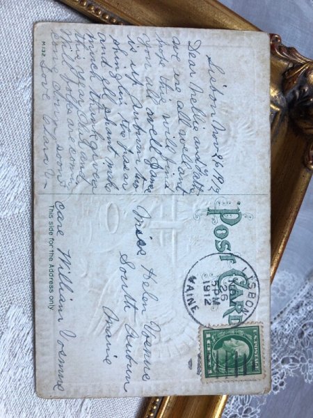 画像4: ▼SALE500▼ Postcard   アンティークポストカード 感謝祭 サンクスギビング 七面鳥と女の子 1912年 (4)